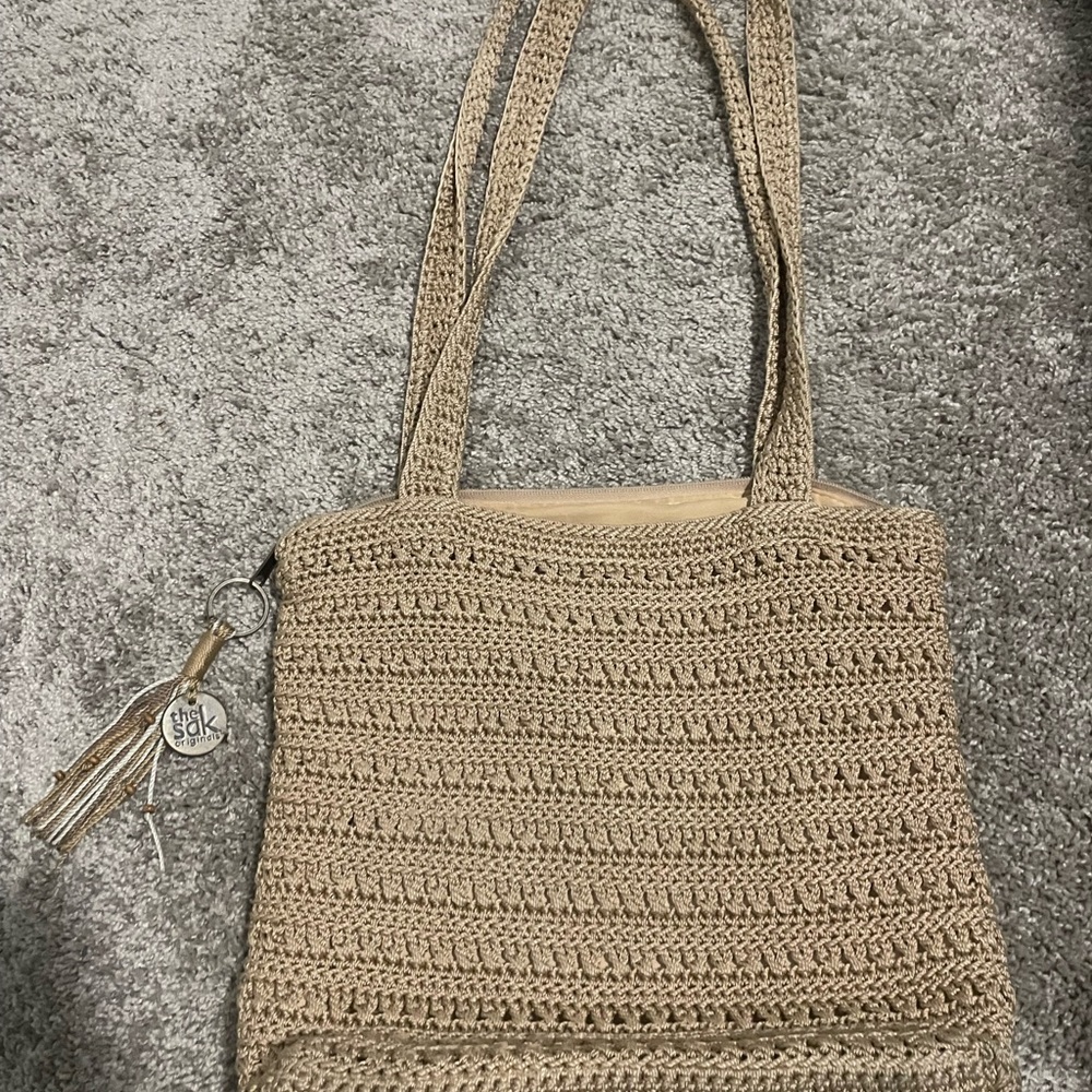 The Sak Brown Crochet Tote Bag